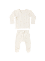 Quincy Mae Wrap Top + Footed Pant Set - Bunnnies