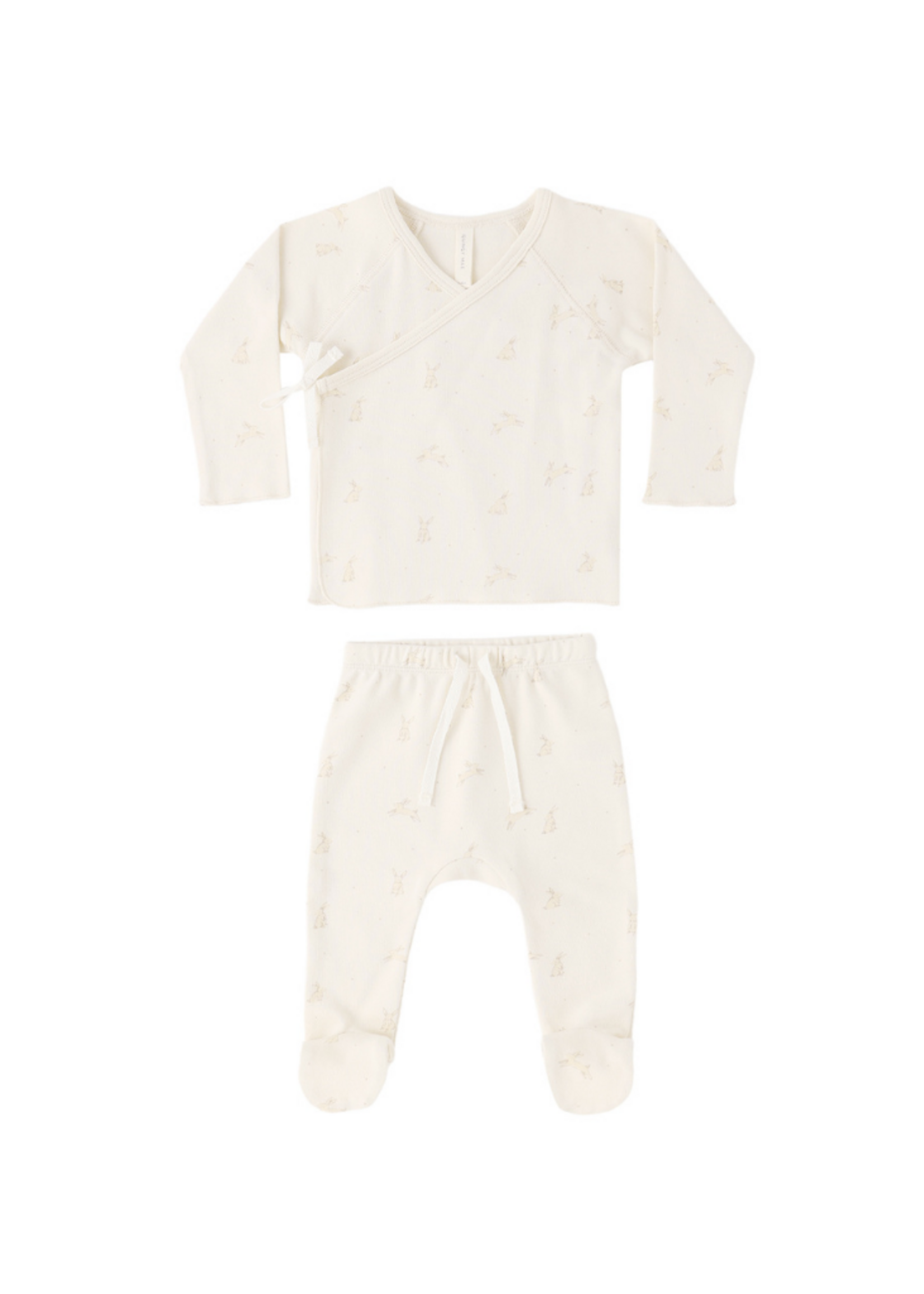 Quincy Mae Wrap Top + Footed Pant Set - Bunnnies