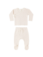 Quincy Mae Wrap Top + Footed Pant Set - Ditsy