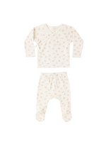 Quincy Mae Wrap Top + Footed Pant Set - Flower Field