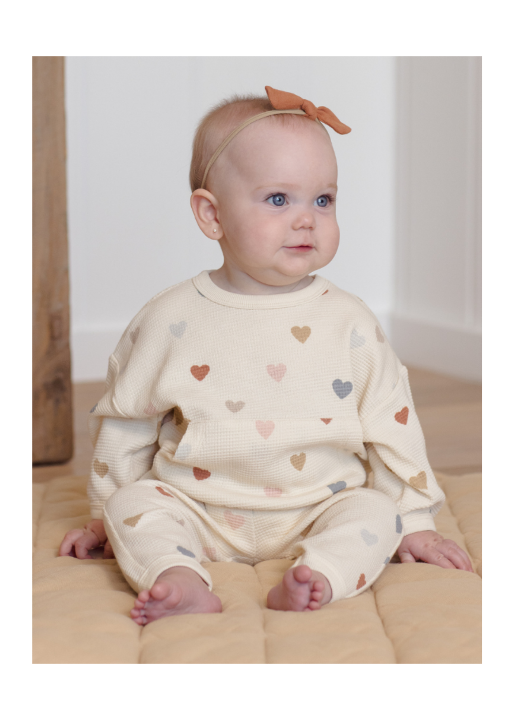 Quincy Mae Waffle Sweater Set - Confetti Hearts