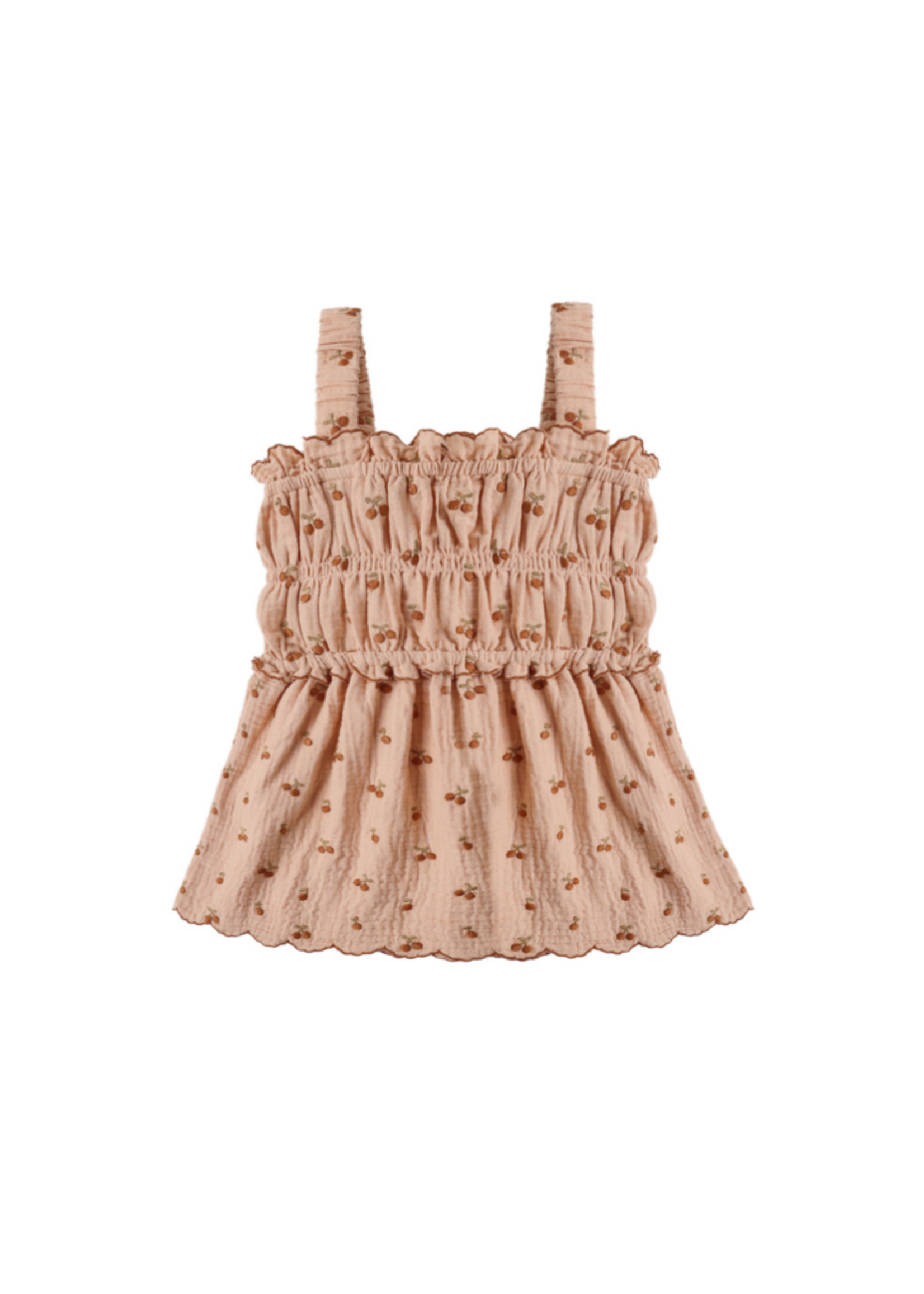 Rylee + Cru Smocked Tank - Cherry Embroidery