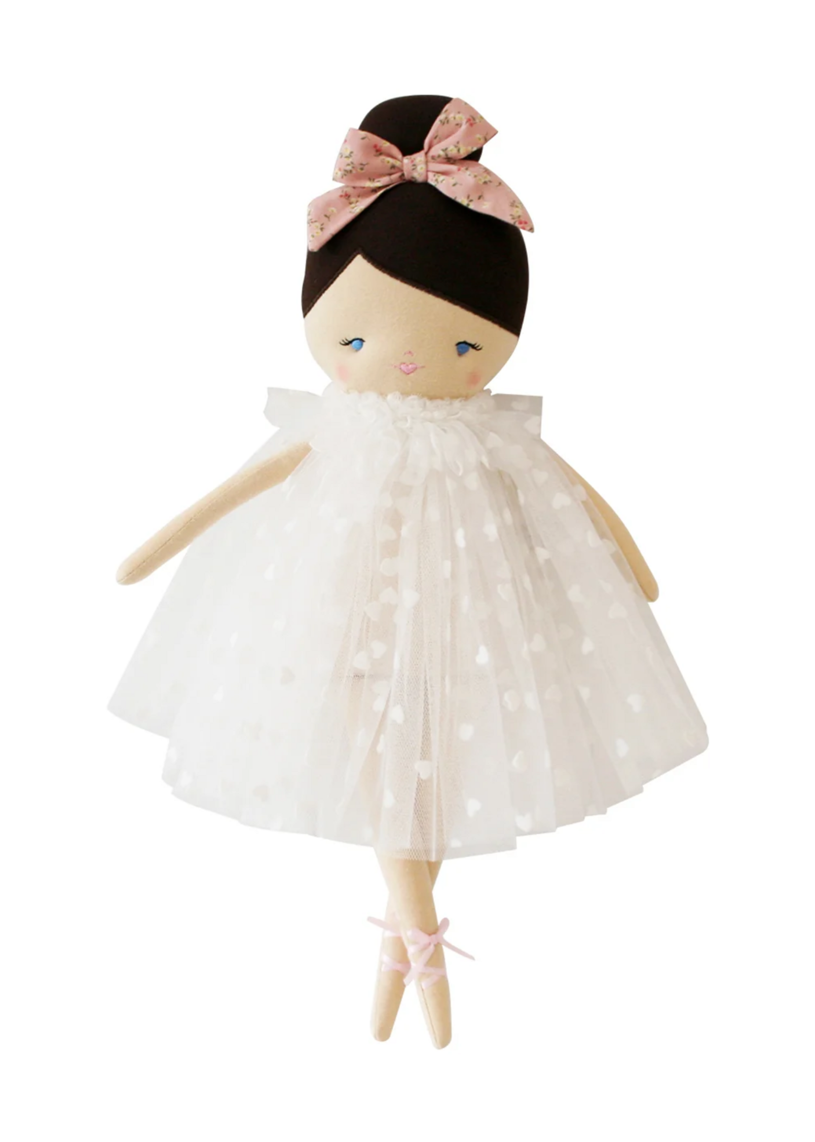 Alimrose Mia Doll - White Flocked Heart Tull