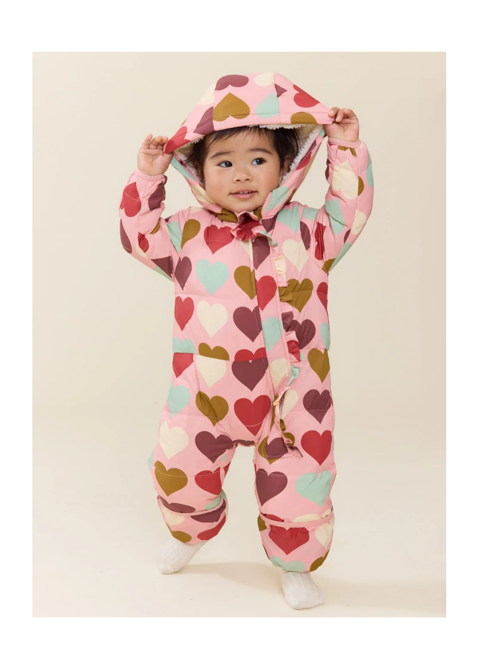 Pink Chicken Ruffle Snowsuit - Multi Harvest Hearts