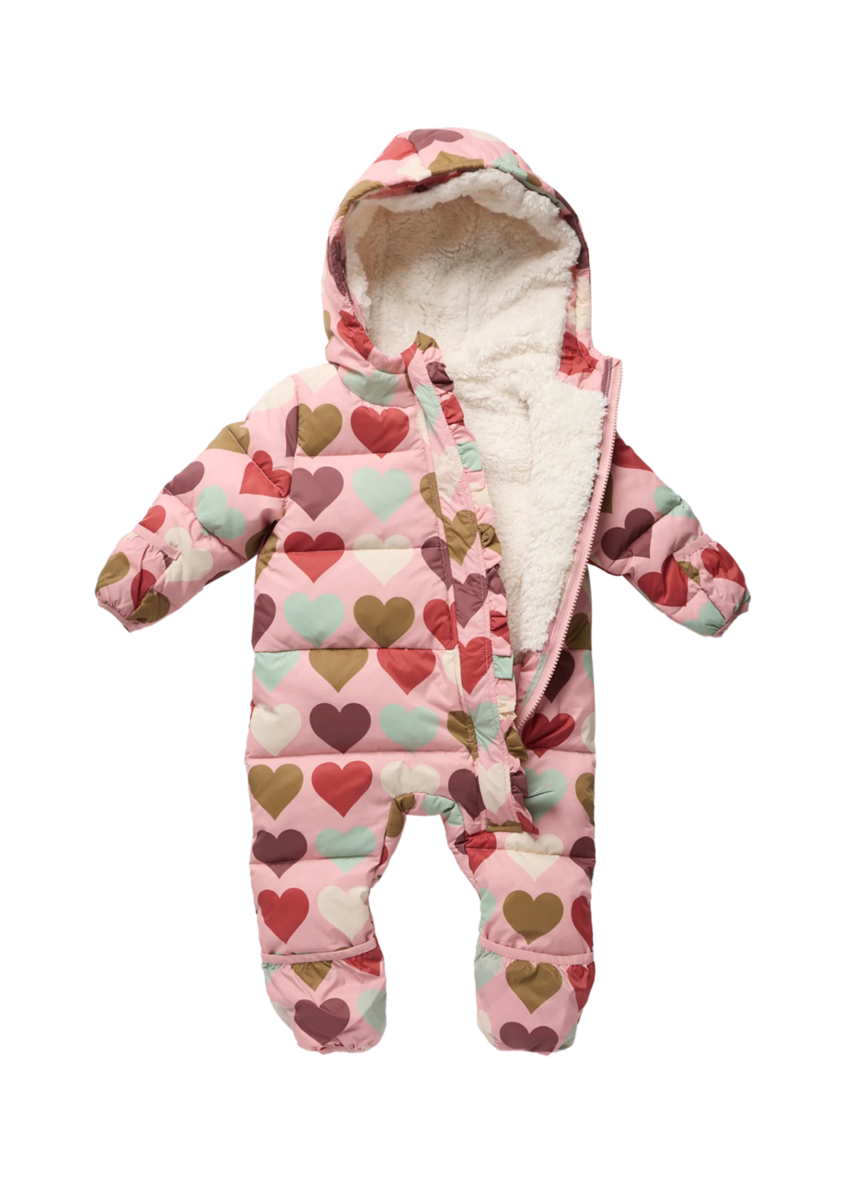 Pink Chicken Ruffle Snowsuit - Multi Harvest Hearts