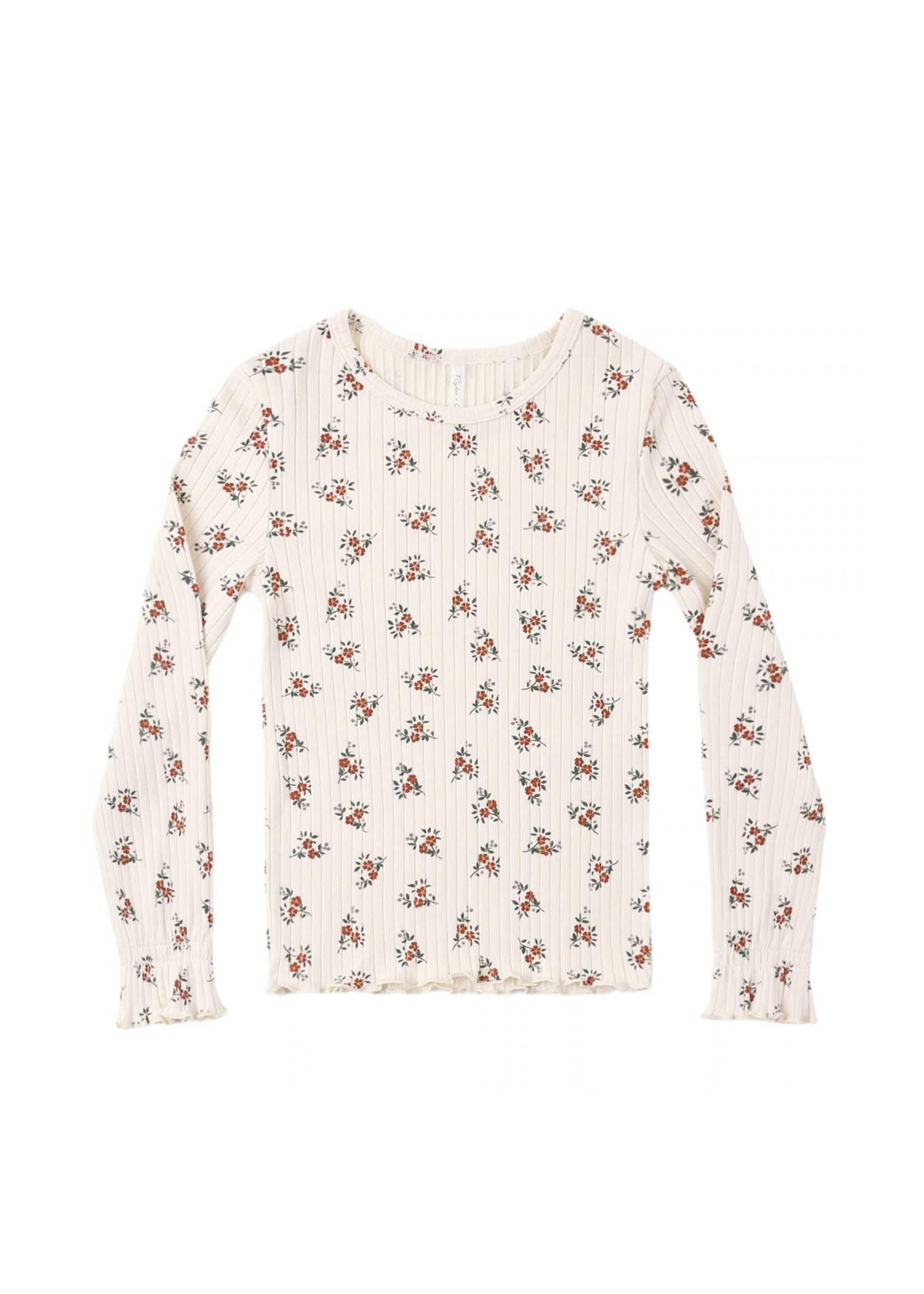 Rylee + Cru Ribbed Long Sleeve Top - Ruby Bloom
