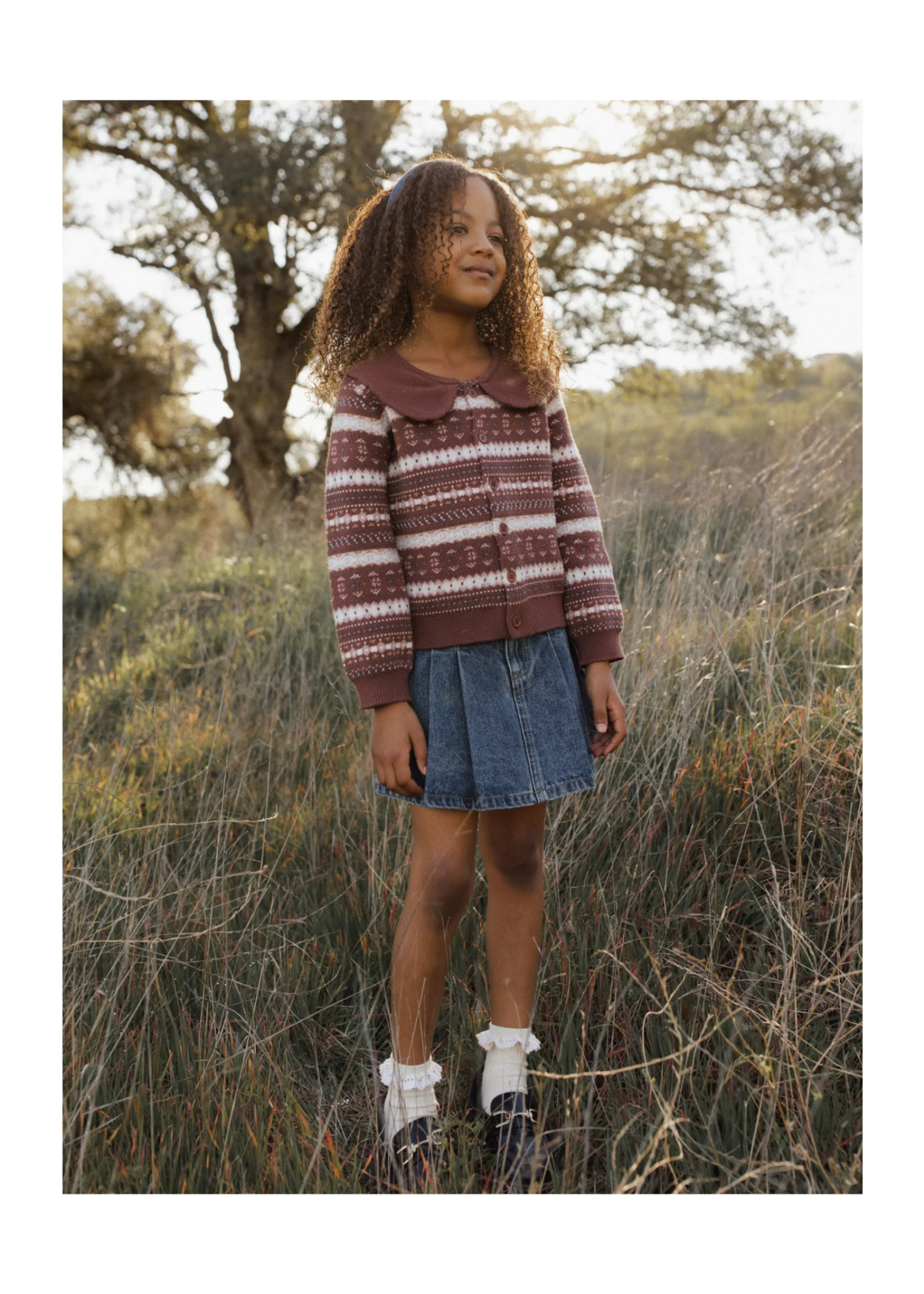 Rylee + Cru Fair Isle Cardigan - Mulberry Stripe