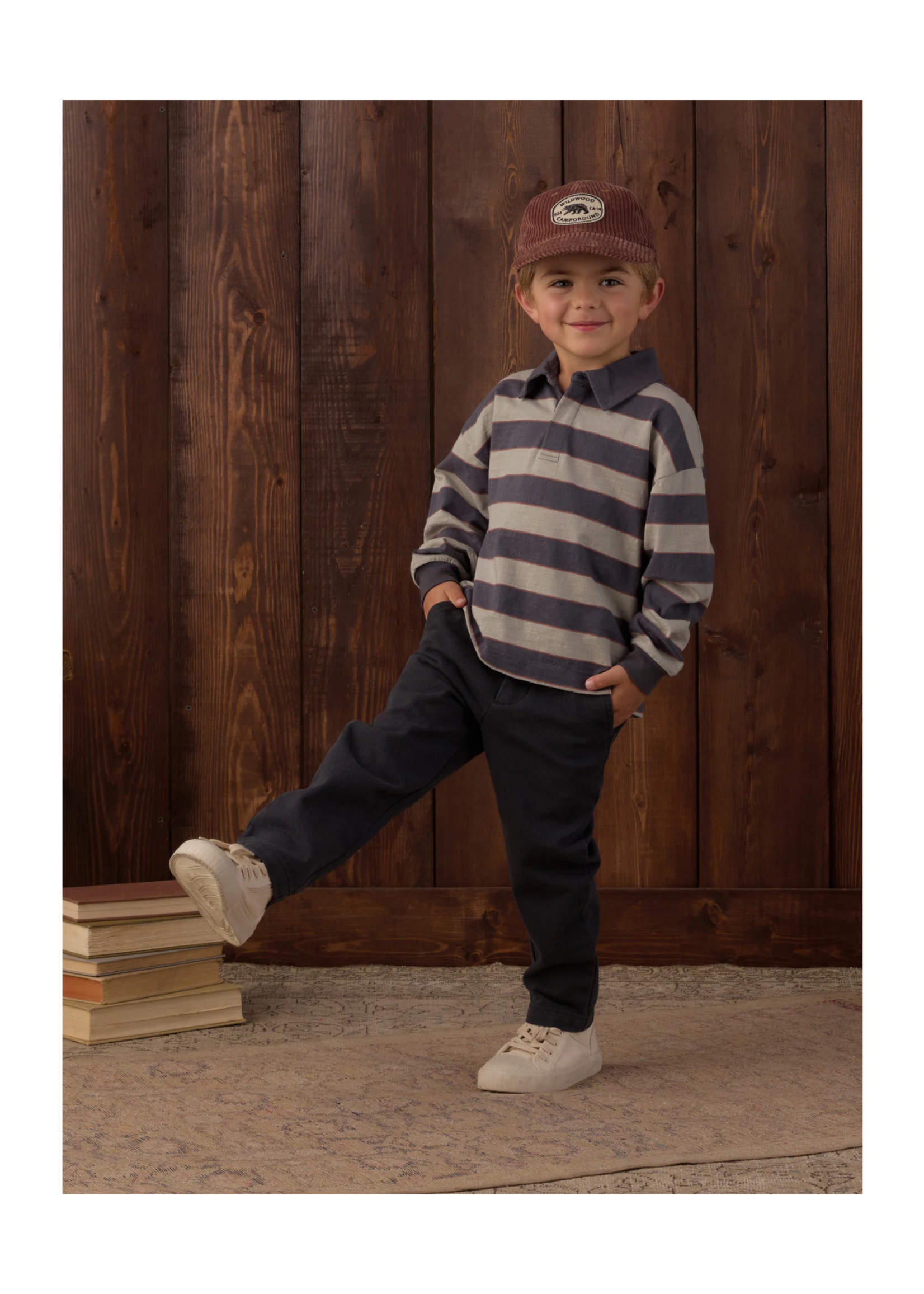 Rylee + Cru Rugby Polo - Sage Stripe