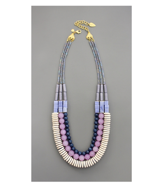 David Aubrey Triple Strand Stone Necklace David Aubrey Triple Strand Stone Necklace