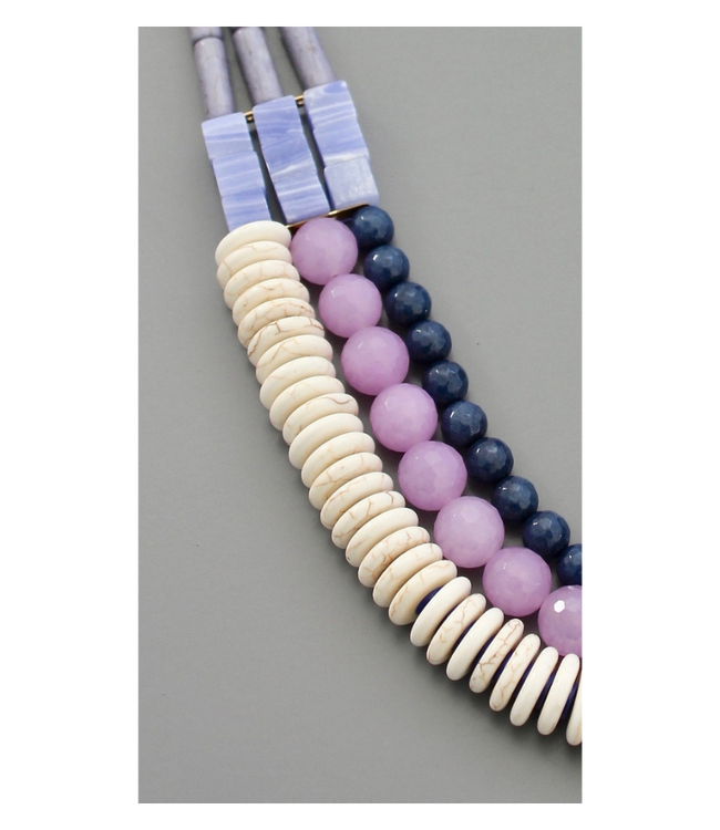 Triple Strand Stone Necklace