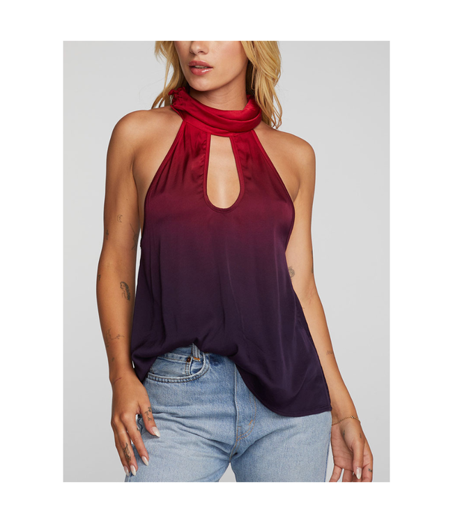 Chaser Stretch Silky Woven Halter Top