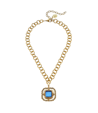 Susan Shaw Blue French Glass Chain Necklace
