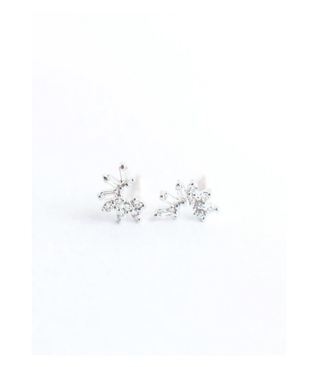 Adorn512 CZ Crescent Studs Silver