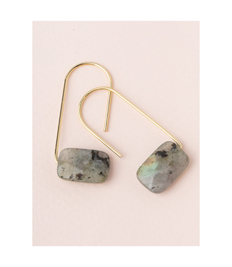Floating Stone Earring - Labrodorite/Gold
