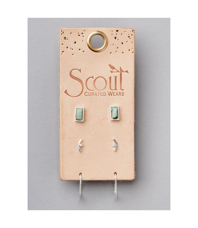Scout Curated Wears Courtney Stud Trio - Silver (african turq)