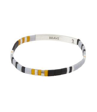 Good Karma Miyuki Bracelet - Brave Gray/Blk/Silver
