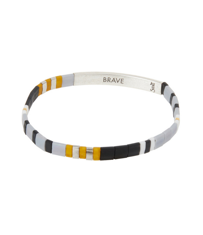 Good Karma Miyuki Bracelet - Brave Gray/Blk/Silver