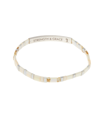 Scout Curated Wears Good Karma Miyuki Bracelet - Strength & Grace Ivory/Silver