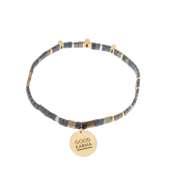 Scout Curated Wears Good Karma Miyuki Bracelet - Good Karma OIl Slick/Sparkle/Gold