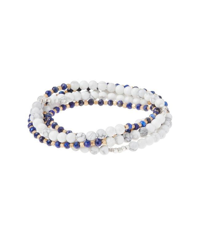 Scout Curated Wears Stone Duo Wrap Bracelet/Necklace - Howlite & Lapis/Gold & Silver
