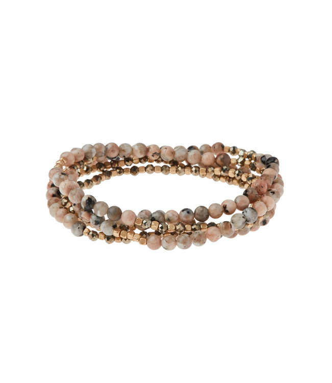 Scout Curated Wears Stone Duo Wrap Bracelet/Necklace - Rhodonite & Pyrite/Gold