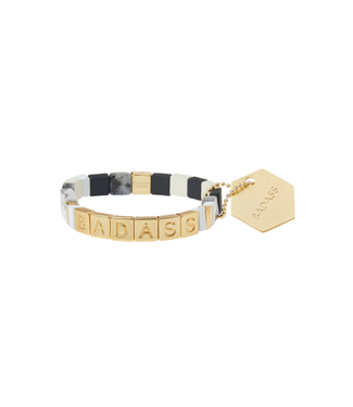 Scout Curated Wears Empower Bracelet - BADASS Gold/Blk Labradorite/Howlite