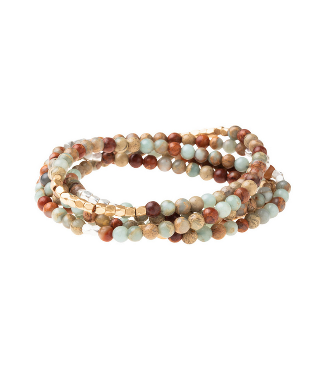 Stone Wrap Bracelet/Necklace - Aqua Terrra/Gold/Silver