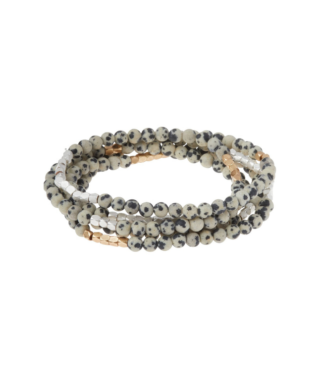 Scout Curated Wears Stone Wrap Bracelet/Necklace - Dalmation Jasper/Gold & Silver