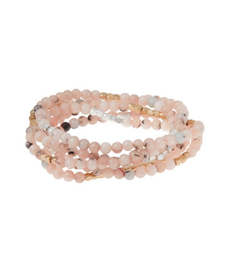 Stone Wrap Bracelet/Necklace - Morganite/Black Tourmaline/Gold & Silver