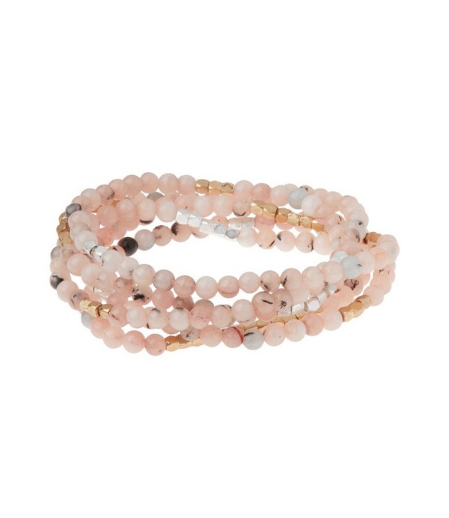 Stone Wrap Bracelet/Necklace - Morganite/Black Tourmaline/Gold & Silver