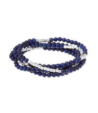 Stone Wrap Bracelet/Necklace - Lapis/Silver