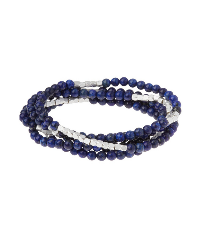 Stone Wrap Bracelet/Necklace - Lapis/Silver