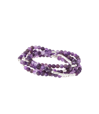 Stone Wrap Bracelet/Necklace - Amethyst/Silver