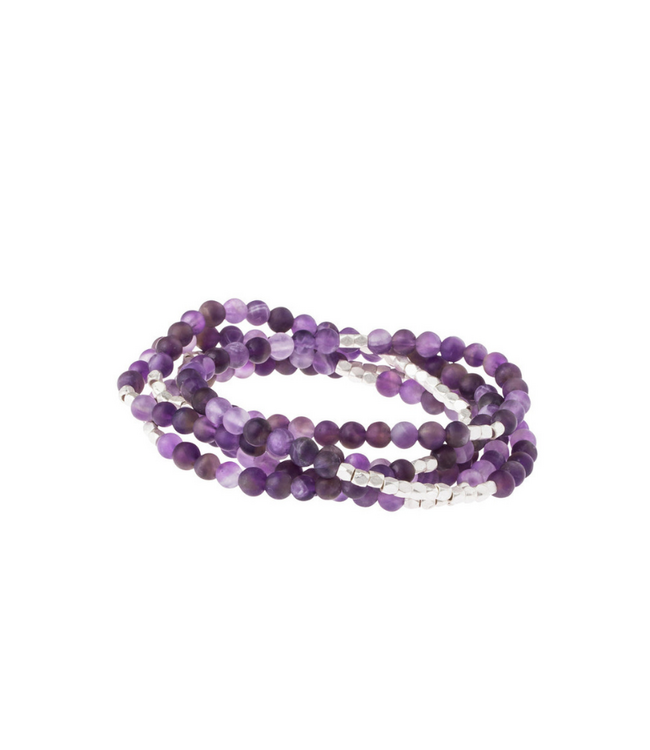 Stone Wrap Bracelet/Necklace - Amethyst/Silver