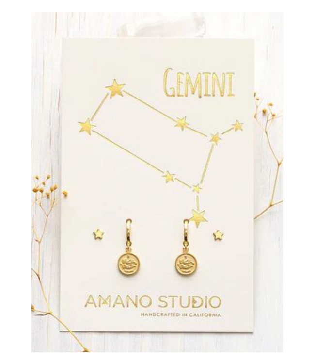 Zodiac Huggie Earrings-Gemini