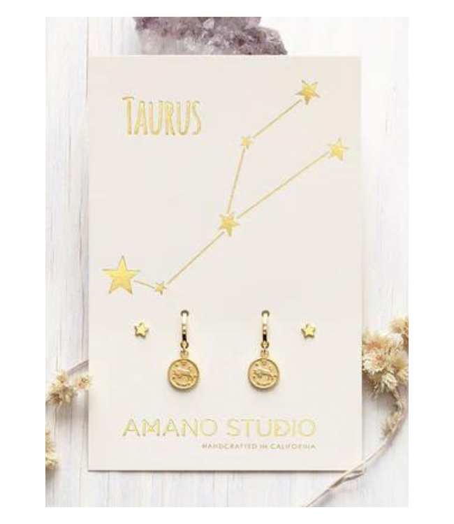 Amano Studio Zodiac Huggie Earrings-Taurus