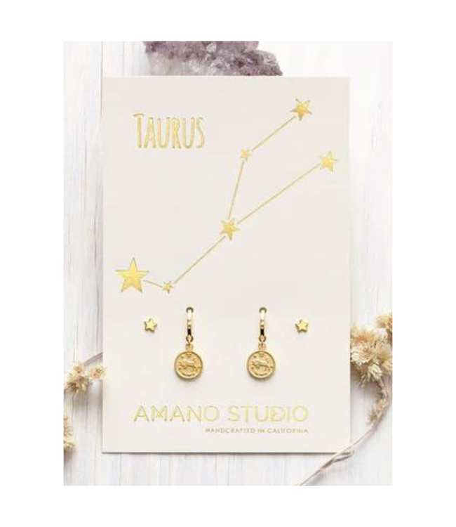 Amano Studio Zodiac Huggie Earrings-Taurus