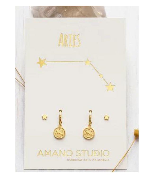 Zodiac Huggie Earrings-Aries