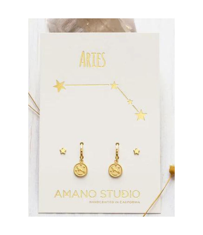 Amano Studio Zodiac Huggie Earrings-Aries