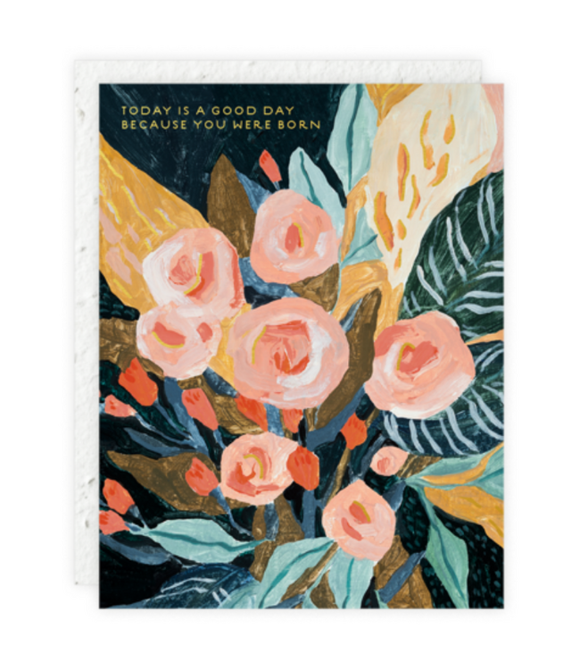 Blue and Coral Floral Card