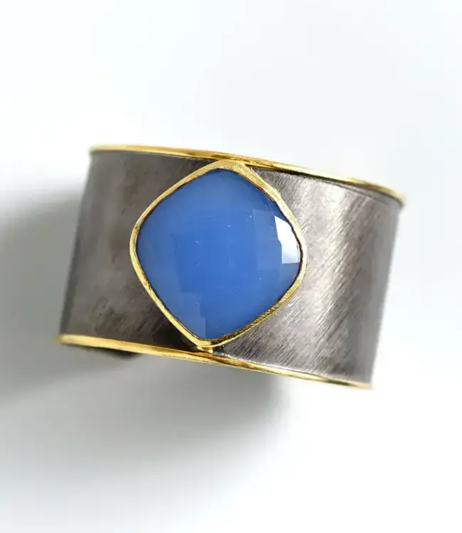 Stone Cuff Blue Chalcedony