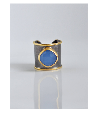 Two-Tone Ring Blue Chalcedony