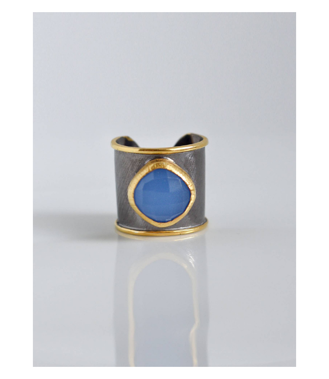 Two-Tone Ring Blue Chalcedony