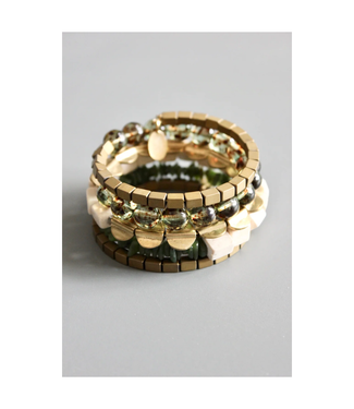 David Aubrey Athena Hematite and Glass Bracelet