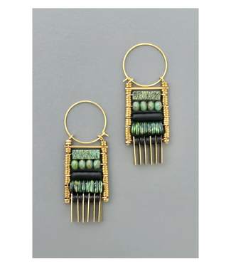 David Aubrey Green Stone Hoop Earrings David Aubrey Green Stone Hoop Earrings