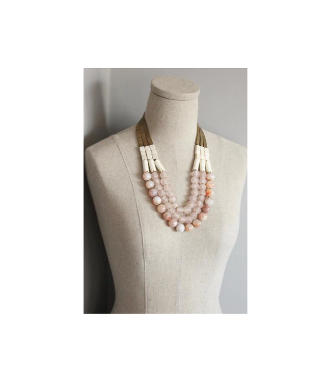 Triple Strand African Glass Necklace