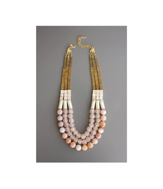 David Aubrey Triple Strand African Glass Necklace David Aubrey Triple Strand African Glass Necklace