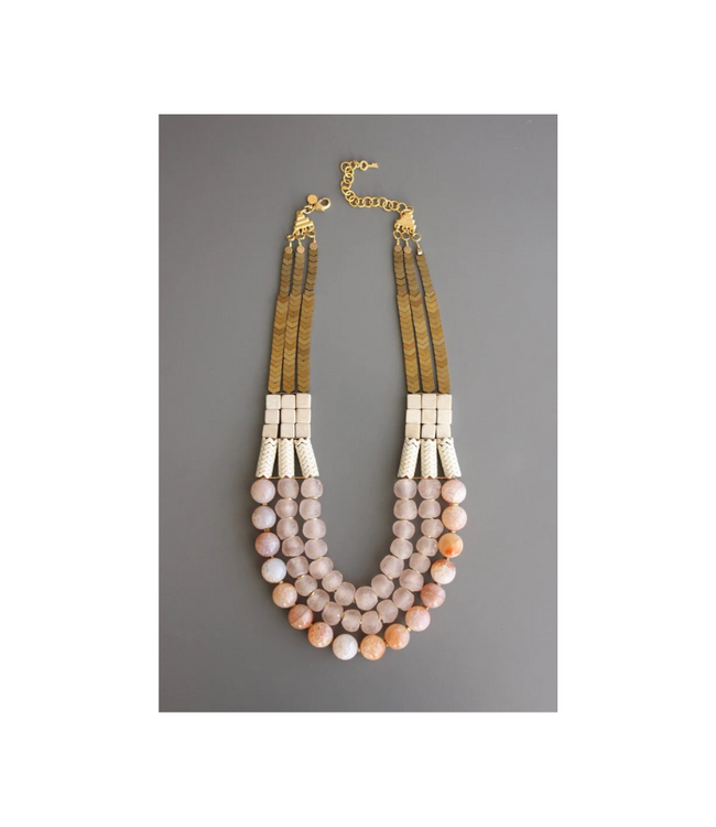Triple Strand African Glass Necklace