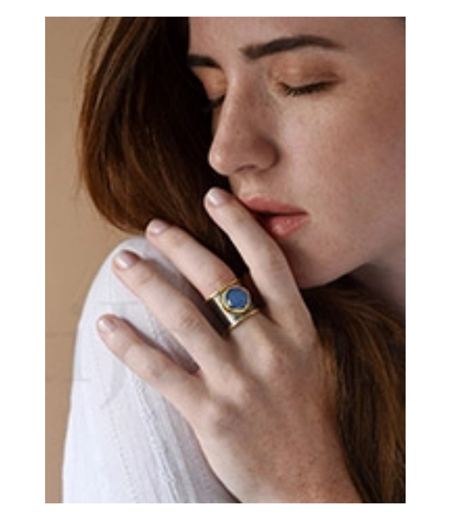 Two-Tone Ring Blue Chalcedony