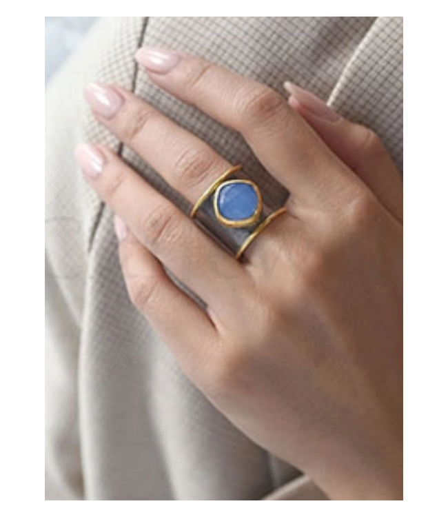 Two-Tone Ring Blue Chalcedony